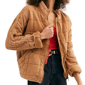 Free People Dolman Quilted Knit Jacket Toasted Coconut